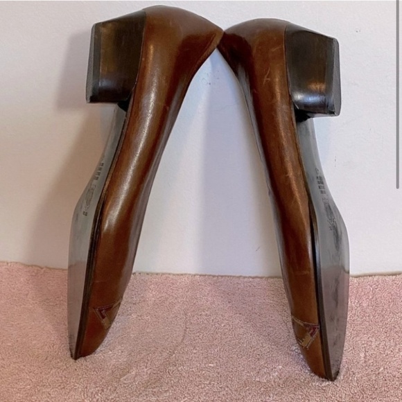 Arnold Churgin Brown Leather Slip On W  Chunky Heel 40 - Picture 2 of 11